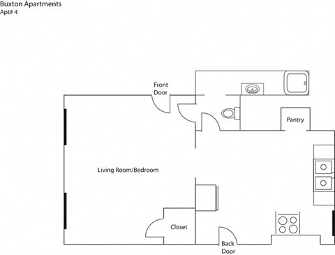 Floor plan for studio, 1 bath, 326 sqft